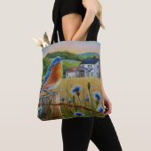 Blauwvogelkornbloemen Waterverf Boerderij Tote Bag (Dichtbij)
