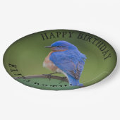 Blauwvogelpapieren Bord met naam en geboortedag (Gekanteld)