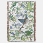 Blauwvogelpest Morning Glory Flowers Throw Blanket Deken (Voorkant Verticaal)