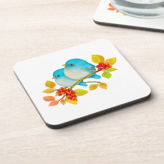 Blauwvogels Bird Art Beverage Coaster Bier Onderzetter (Linkerzijde)