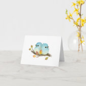 Blauwvogels Blank gevouwen Wenskaart Kaart (Gele Bloem)