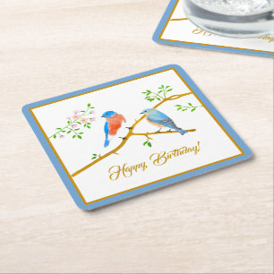 Blauwvogels Blauw Lijst Kartonnen Onderzetters