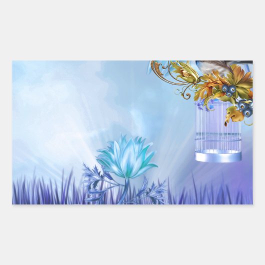 Blauwvogels Blauwe Vijver Vogels Rechthoekige Sticker (Voorkant)