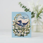  Blauwvogels Bloemen Lelie van de Vallei Vogels Briefkaart (Staand voorkant)