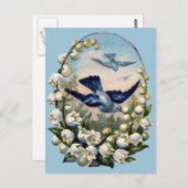  Blauwvogels Bloemen Lelie van de Vallei Vogels Briefkaart (Voorkant / Achterkant)