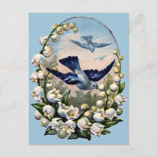  Blauwvogels Bloemen Lelie van de Vallei Vogels Briefkaart (Voorkant)