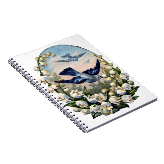  Blauwvogels Bloemen Lelie van de Vallei Vogels Notitieboek (Rechterzijde)