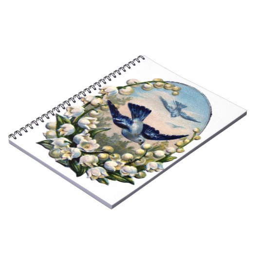  Blauwvogels Bloemen Lelie van de Vallei Vogels Notitieboek (Linkerzijde)