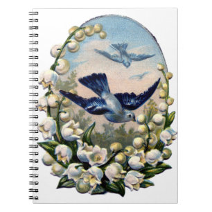 Blauwvogels Bloemen Lelie van de Vallei Vogels Notitieboek