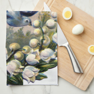  Blauwvogels Bloemen Lelie van de Vallei Vogels Theedoek