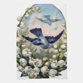  Blauwvogels Bloemen Lelie van de Vallei Vogels Theedoek (Verticaal)