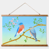 Blauwvogels Bord Blauw & Groen Hangend Wandkleed (Voorkant)