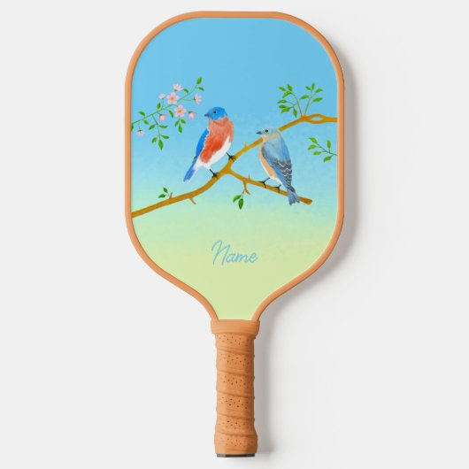 Blauwvogels Bord Blauw & Groen Pickleball Paddle (Voorkant)