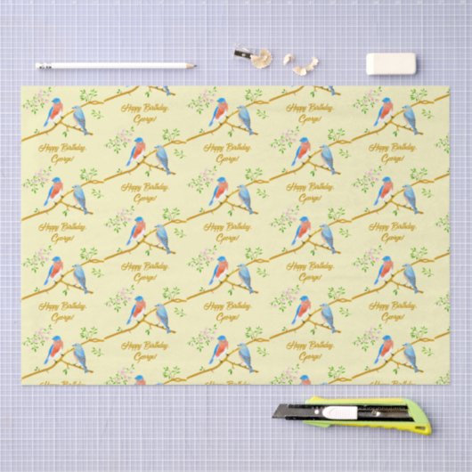 Blauwvogels Bord Geel Weefselpapier Tissuepapier (Craft)