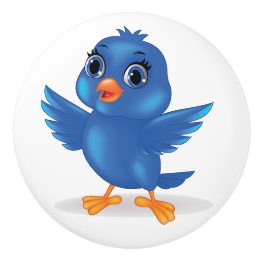 Blauwvogels brengen geluk - SRF Keramische Knop (Voorkant)