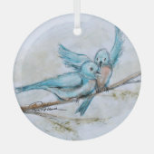 Blauwvogels door Hevener Glas Ornament (Voorkant)