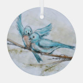 Blauwvogels door Hevener Glas Ornament (Achterkant)