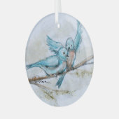 Blauwvogels door Hevener Glas Ornament (Voorkant links)