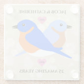 Blauwvogels elk Jubileum jaar Glazen Onderzetter (Achterkant)