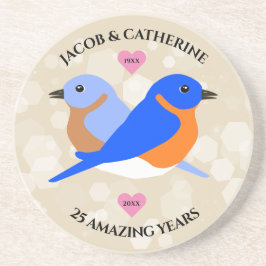 Blauwvogels elk Jubileum jaar Zandsteen Onderzetter