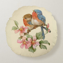 Blauwvogels en appelbloesems loods rond kussen