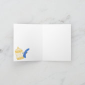 Blauwvogels en blauwe primroses Blank Groeten Kaart (Binnen)