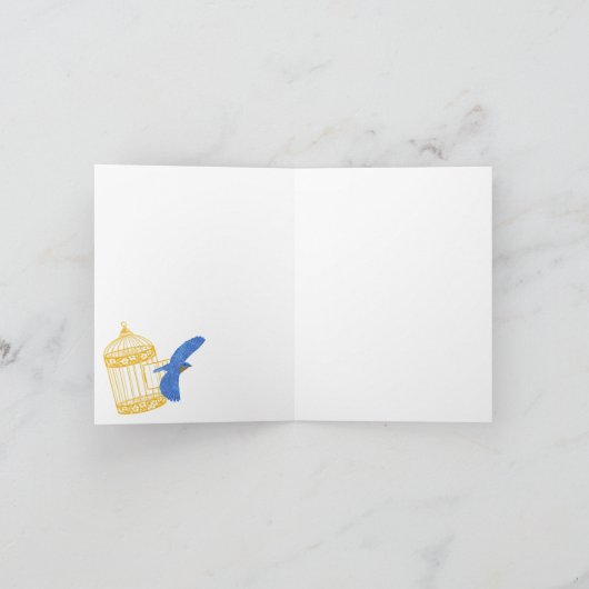 Blauwvogels en blauwe primroses Blank Groeten Kaart (Binnen)