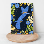 Blauwvogels en blauwe primroses Blank Groeten Kaart