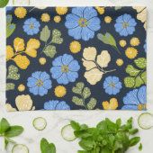 Blauwvogels en bloemen kunst theedoek (Gevouwen)