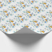 Blauwvogels en bloemen waterverf cadeaupapier (Hoek)
