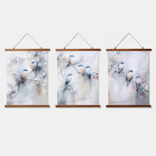 Blauwvogels en bloesems hangend wandkleed