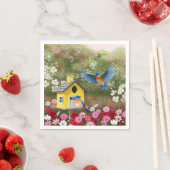 Blauwvogels en geelschool servetten (Insitu)