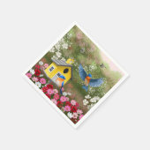 Blauwvogels en geelschool servetten (Hoek)