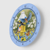 Blauwvogels en Hexagon Birdhouse Blue Grote Klok (Hoek)