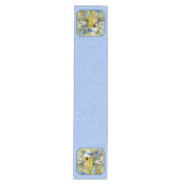 Blauwvogels en Hexagon Birdhouse Blue Medium Tafelloper (Voorkant)