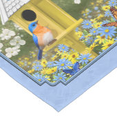 Blauwvogels en Hexagon Birdhouse Blue Medium Tafelloper (Hoek)