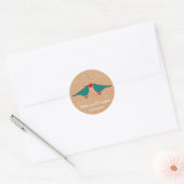 Blauwvogels en liefde hart bruiloft ronde sticker (Envelop)