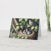 Blauwvogels en Nest Moederdag Kaart (Voorkant)