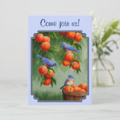 Blauwvogels en perziken Blauw Kaart (Staand voorkant)