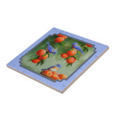 Blauwvogels en perziken Blauw Tegeltje (Zijkant)