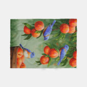 Blauwvogels en perziken fleece deken (Voorkant (Horizontaal))