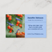 Blauwvogels en perziken visitekaartje (Voorkant)