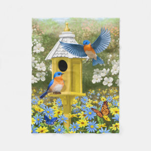 Blauwvogels en Rondhuis Fleece Deken