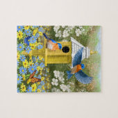 Blauwvogels en Rondhuis Legpuzzel (Horizontaal)