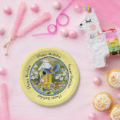 Blauwvogels en rondvogels Geel Papieren Bordje (Feest)