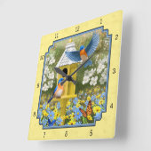 Blauwvogels en rondvogels Geel Vierkante Klok (Hoek)