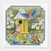 Blauwvogels en Tall Yellow Birdhouse Servetten (Voorkant)