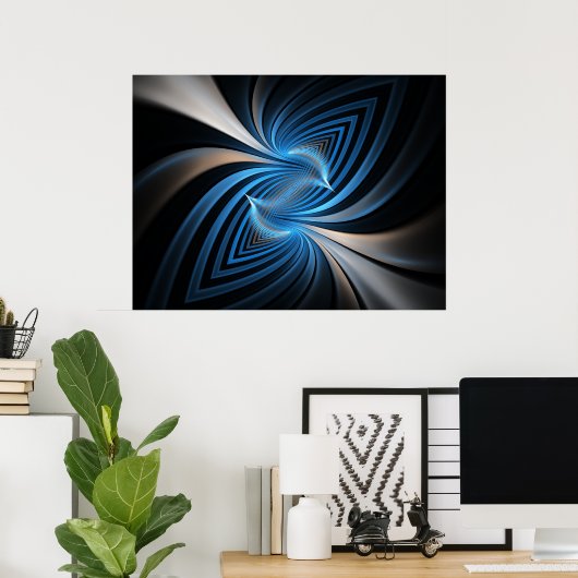 Blauwvogels Fractal Poster (Thuiskantoor)