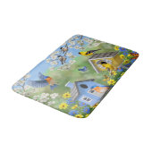 Blauwvogels Goldfinches Birdhouses Flower Garden Badmat (Gekanteld)