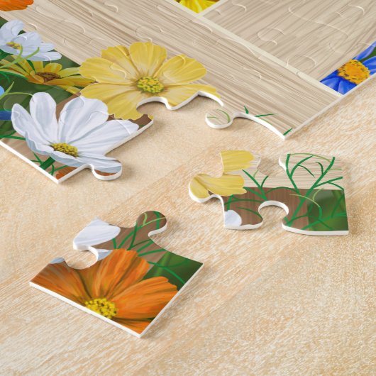 Blauwvogels Goldfinches Birdhouses Flower Garden Legpuzzel (Zijkant)